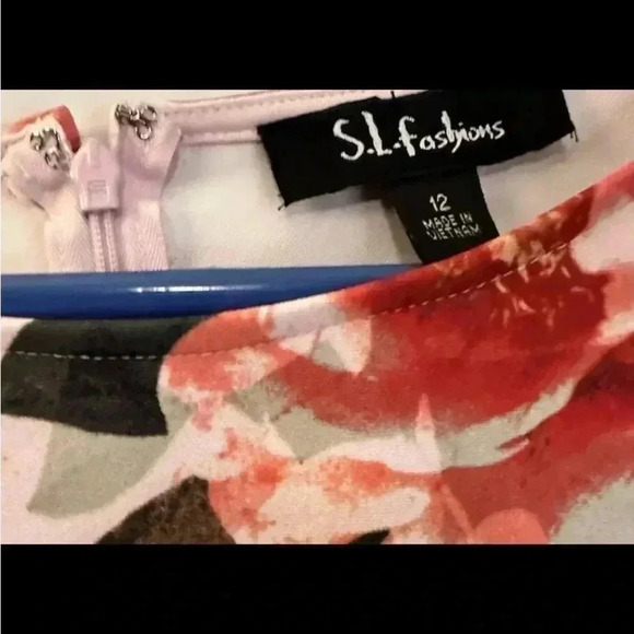 S.L. Fashions NWT!Sleeveless Dress Size 12 Pink Floral NEW Knee Length - Picture 2 of 10